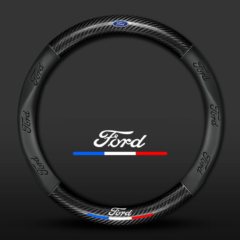 Carbon Fiber Pattern 3D Embossed Leather Steering Wheel Cover