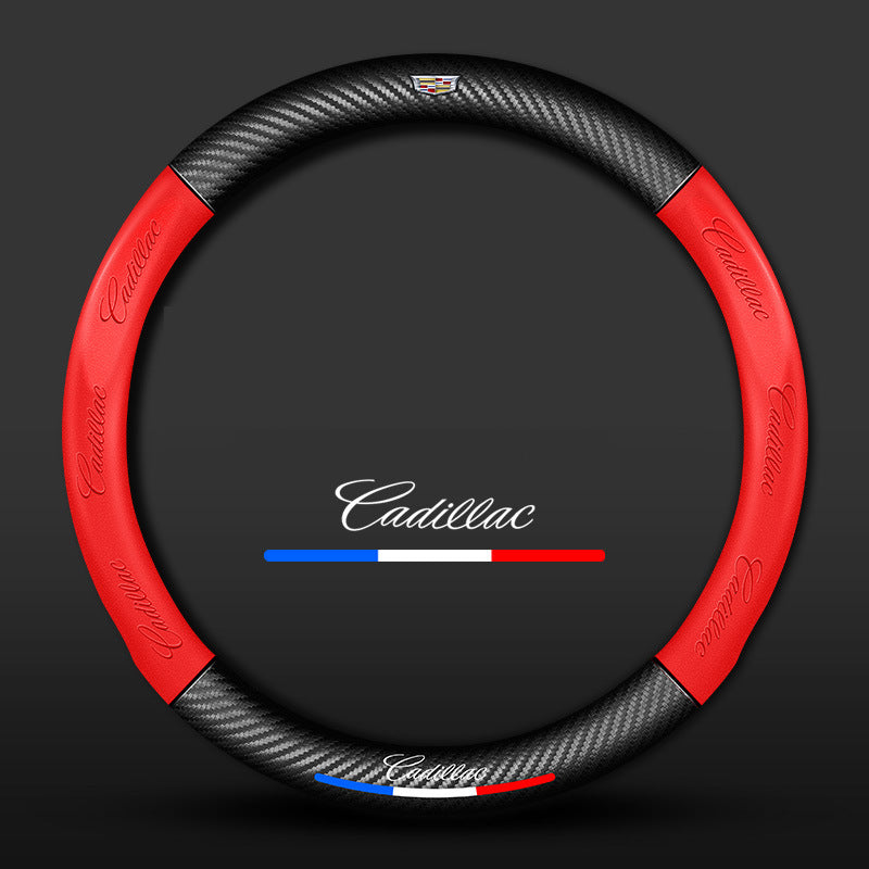 Carbon Fiber Pattern 3D Embossed Leather Steering Wheel Cover