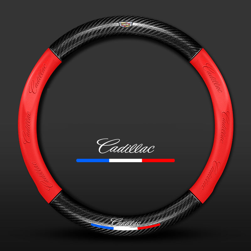 Carbon Fiber Pattern 3D Embossed Leather Steering Wheel Cover