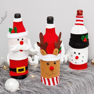 Christmas decorations old man wine bottle set