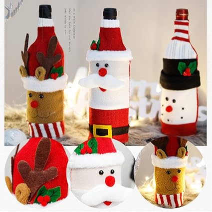 Christmas decorations old man wine bottle set