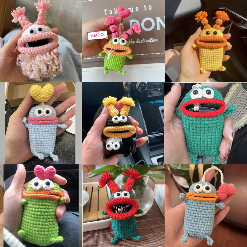 Cute Cartoon Sausage Mouth Yarn Car Key Cover