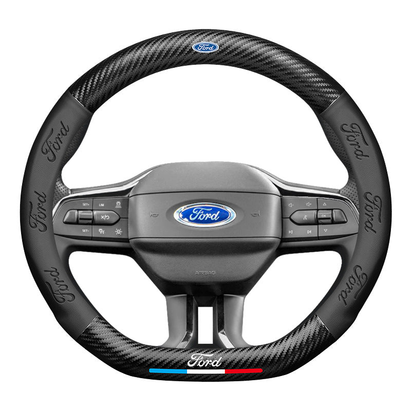 Carbon Fiber Pattern 3D Embossed Leather Steering Wheel Cover