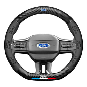 Carbon Fiber Pattern 3D Embossed Leather Steering Wheel Cover