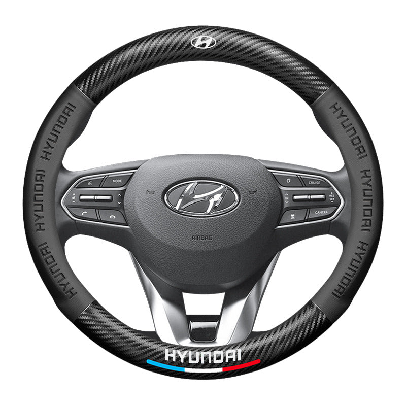 Carbon Fiber Pattern 3D Embossed Leather Steering Wheel Cover