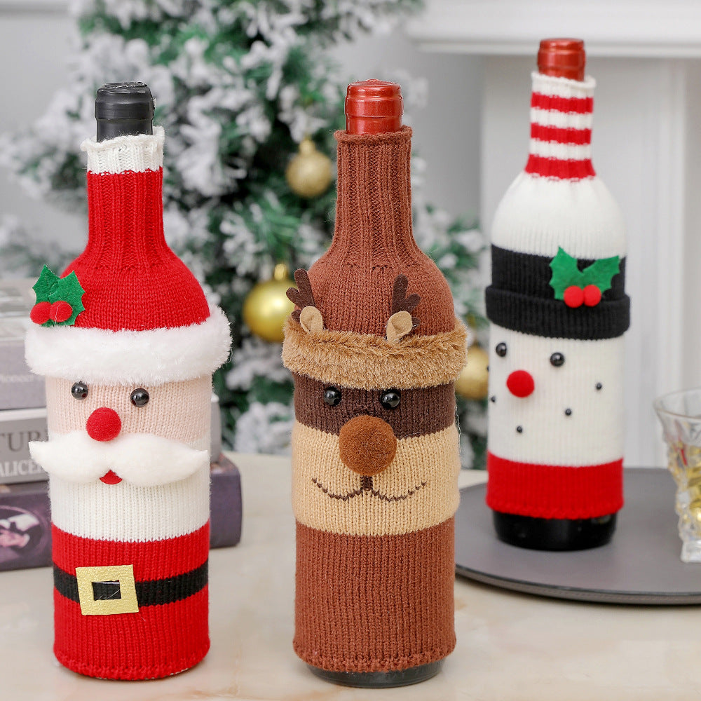 Christmas decorations old man wine bottle set