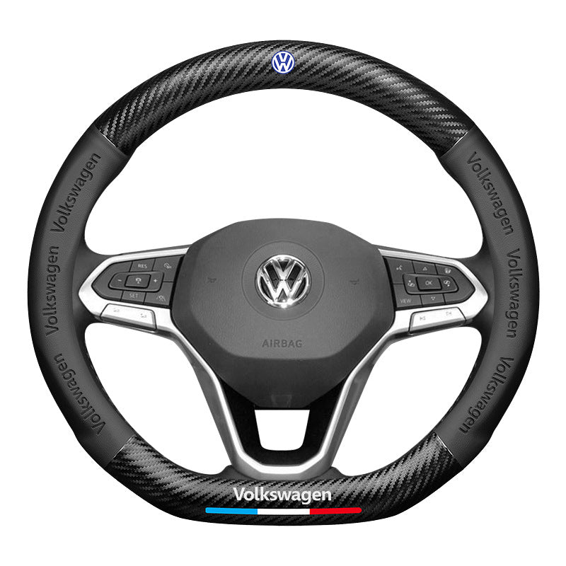 Carbon Fiber Pattern 3D Embossed Leather Steering Wheel Cover