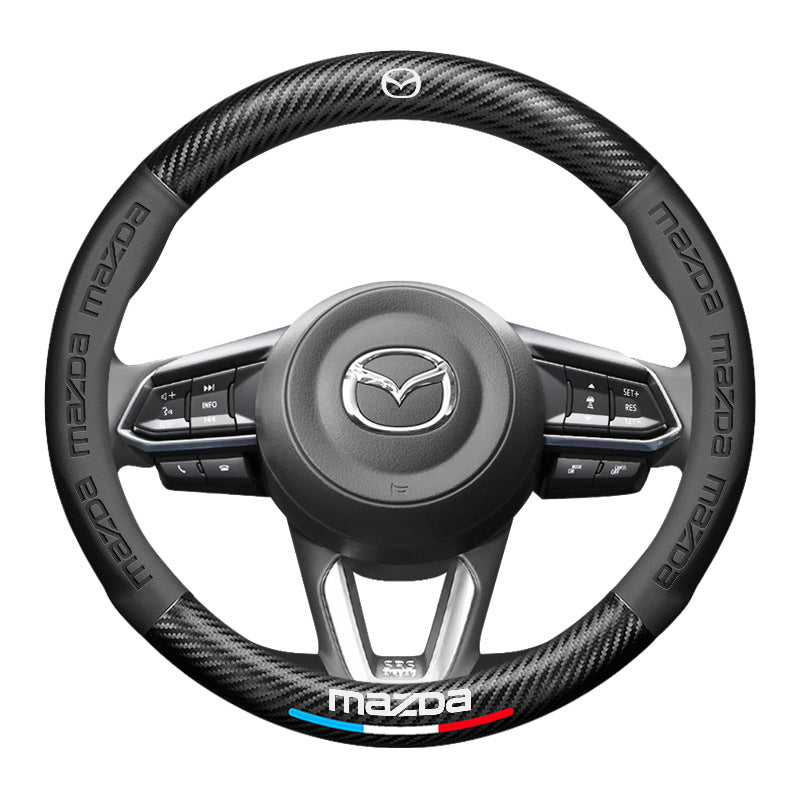 Carbon Fiber Pattern 3D Embossed Leather Steering Wheel Cover