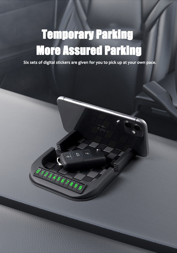 Car Phone Holder Parking Number Plate Anti-Slip Pad Three In One