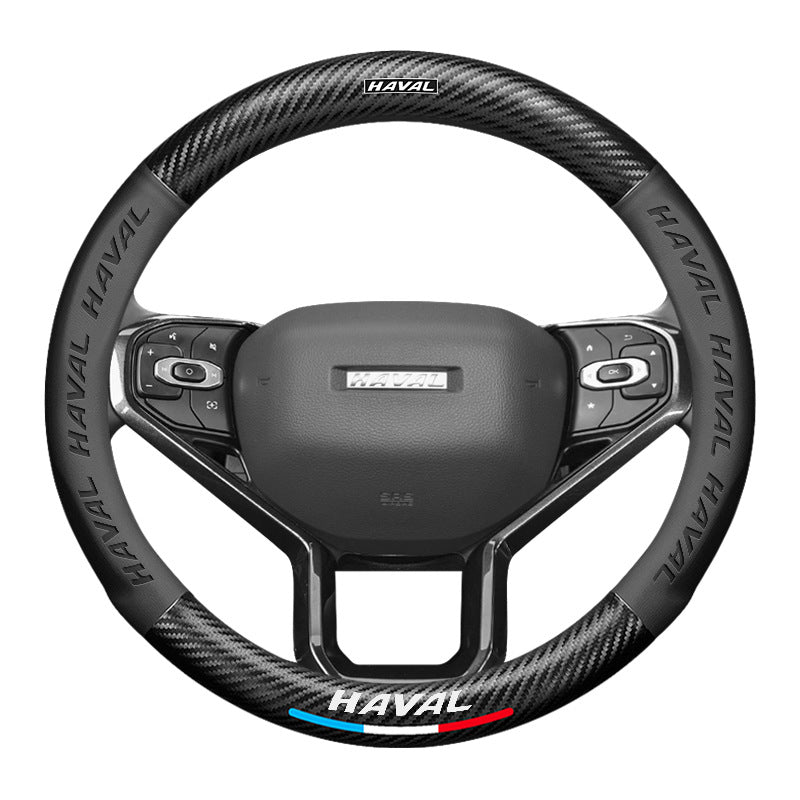 Carbon Fiber Pattern 3D Embossed Leather Steering Wheel Cover