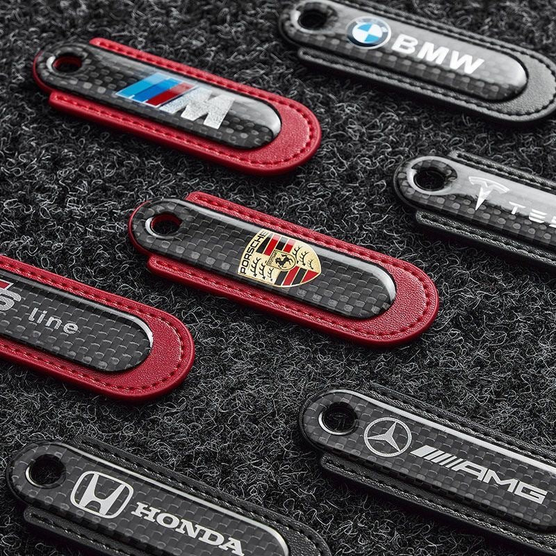 Carbon Fiber Leather Set Car Keychain