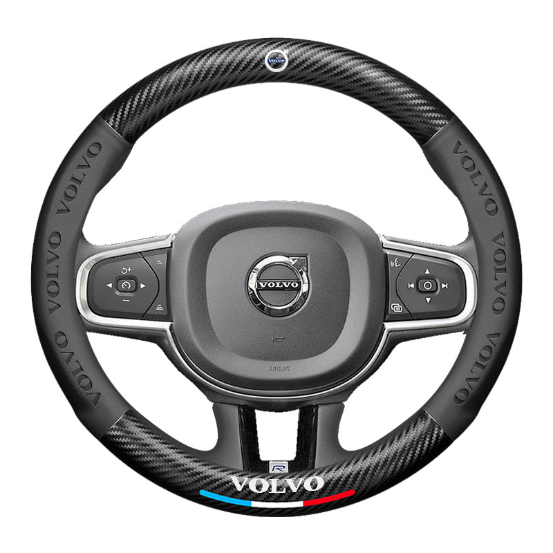 Carbon Fiber Pattern 3D Embossed Leather Steering Wheel Cover