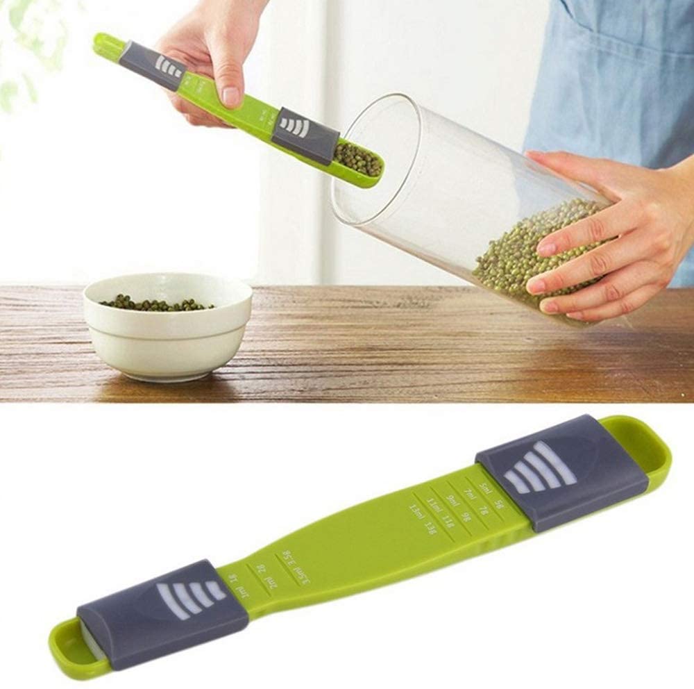 Double-scale adjustable measuring spoons