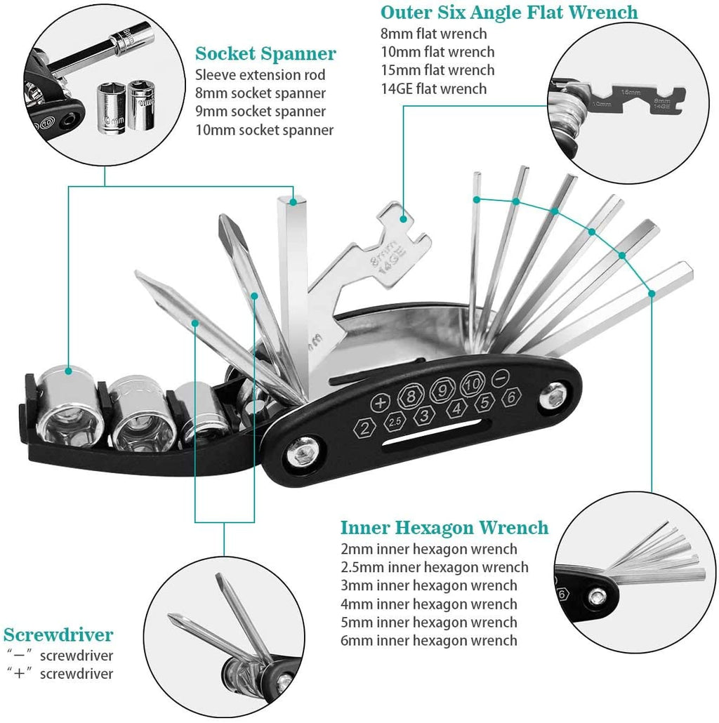 ML LOOK 16 In 1 Bicycle Multi-Function Tool Kit