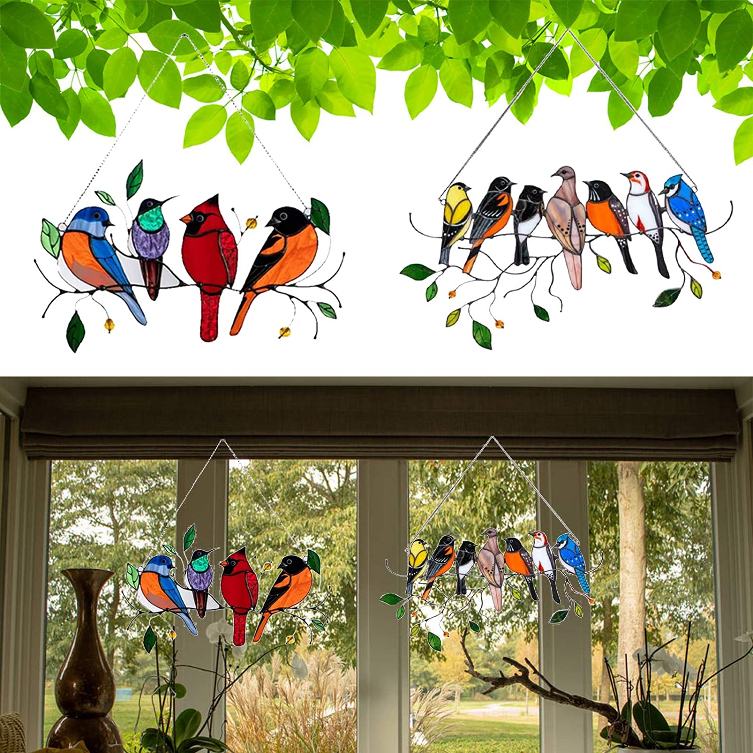 🎉50% Off🎉Birds Stained Glass Window Hangings - Mothers Day Gift