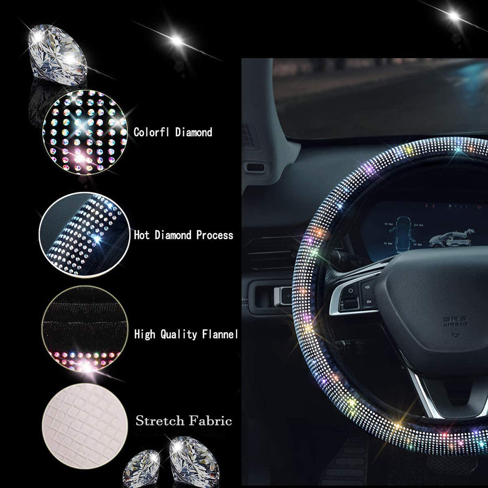 Car Elastic Diamond Steering Wheel Cover